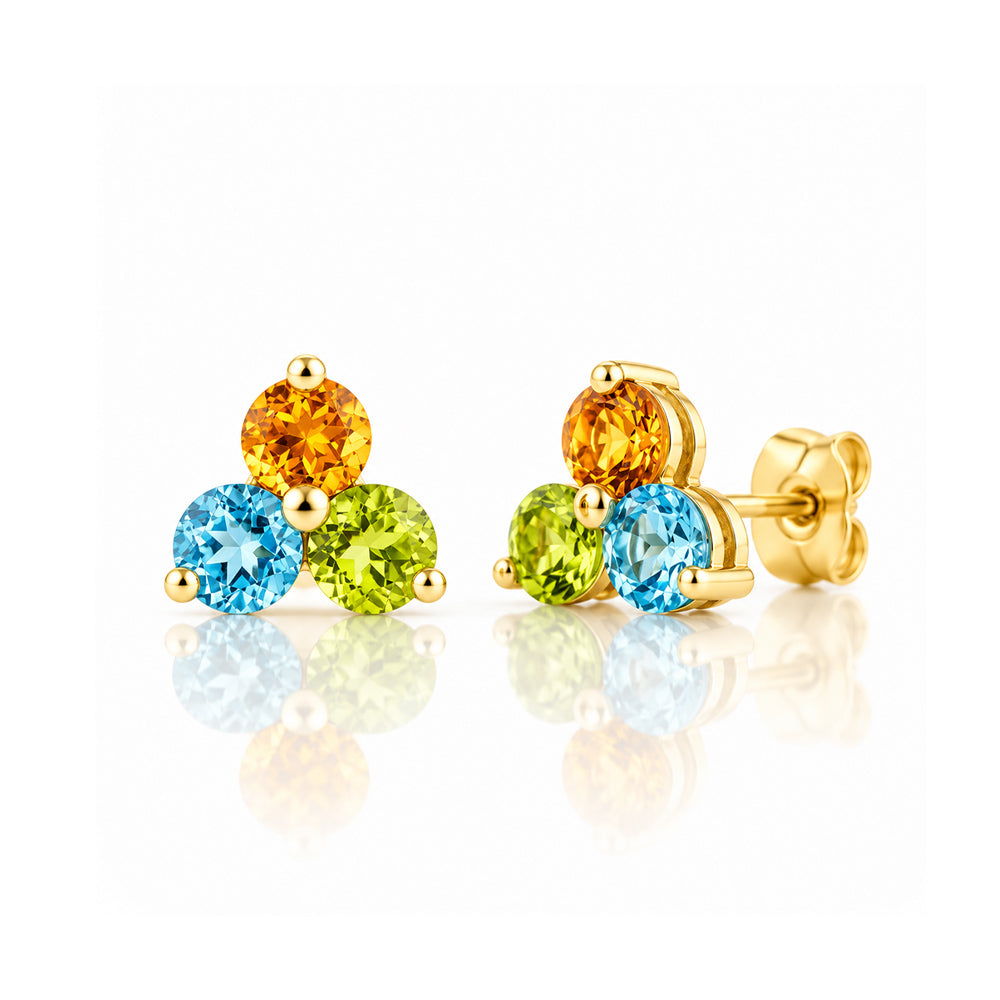 The Trilogy Topaz, Citrine and Peridot Stud Earrings - Victoria's Jewellery
