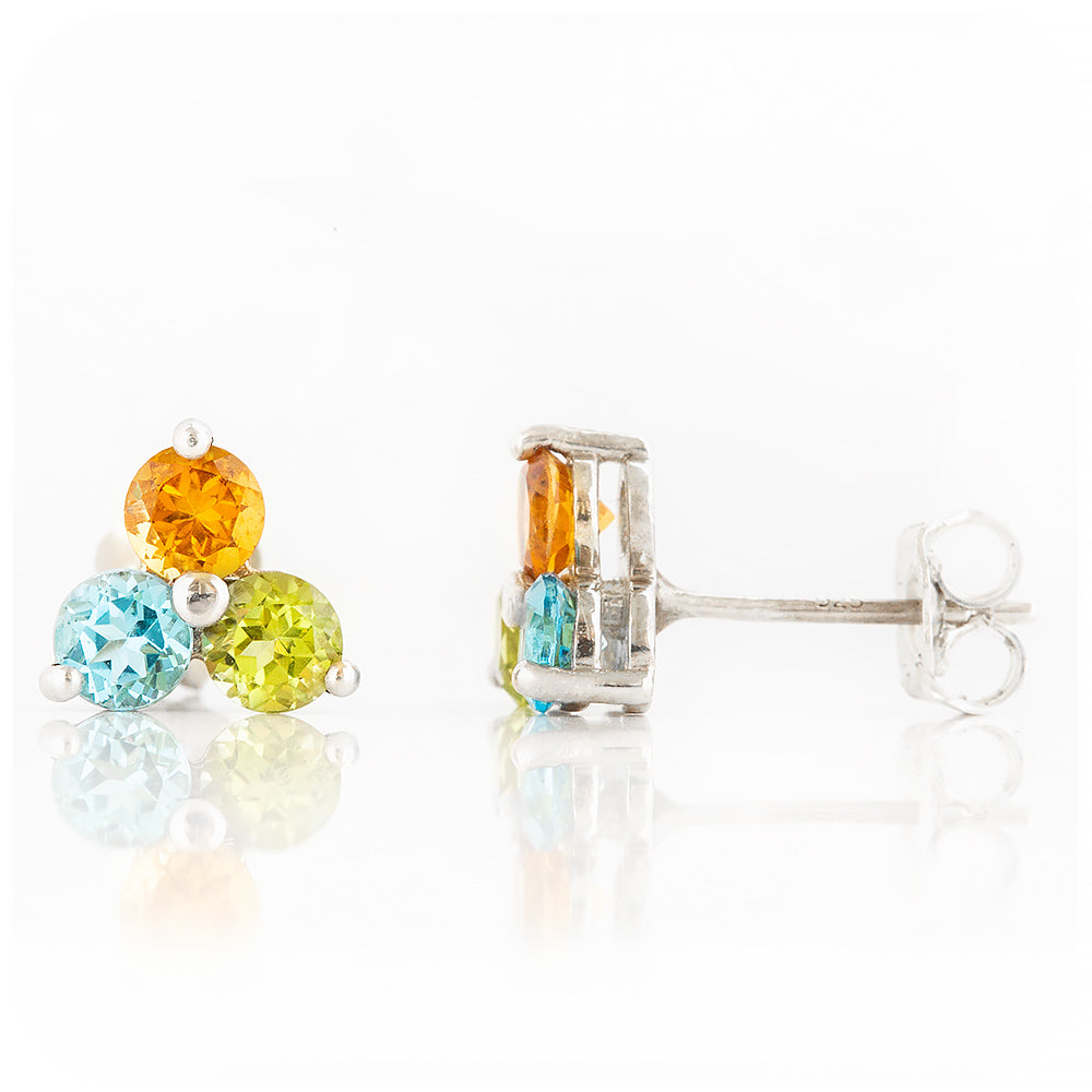 The Trilogy Topaz, Citrine and Peridot Stud Earrings