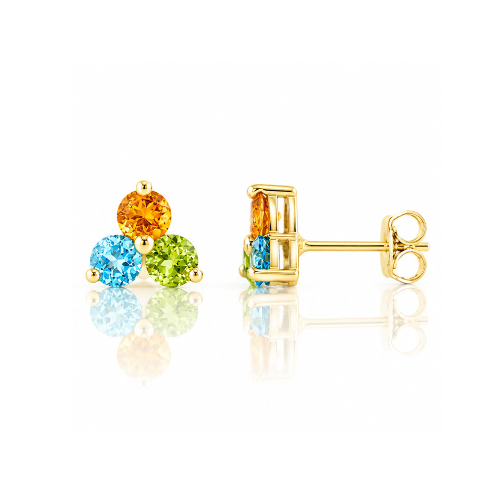 The Trilogy Topaz, Citrine and Peridot Stud Earrings - Victoria's Jewellery