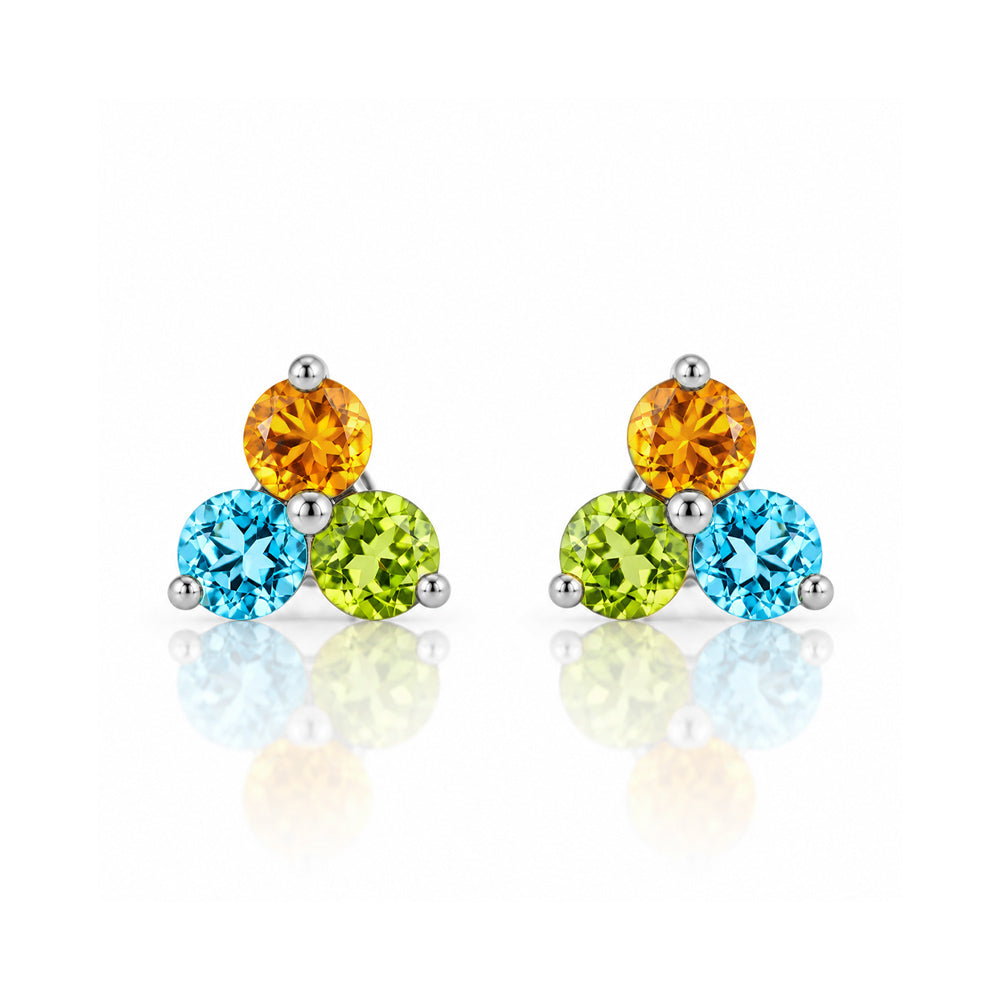 The Trilogy Topaz, Citrine and Peridot Stud Earrings - Victoria's Jewellery