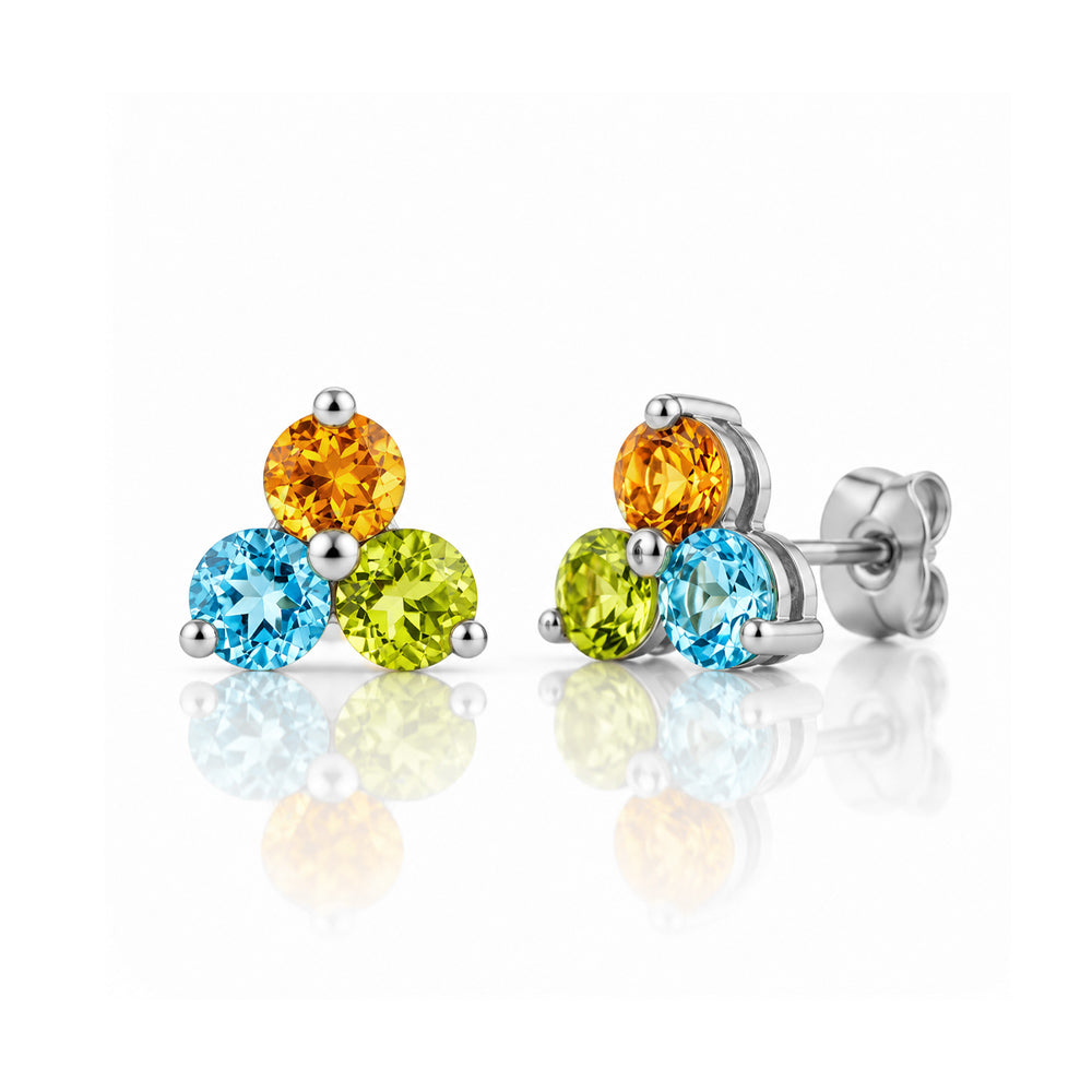 The Trilogy Topaz, Citrine and Peridot Stud Earrings - Victoria's Jewellery