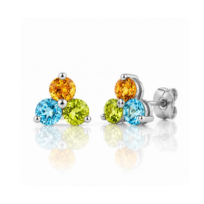 The Trilogy Topaz, Citrine and Peridot Stud Earrings - Victoria's Jewellery