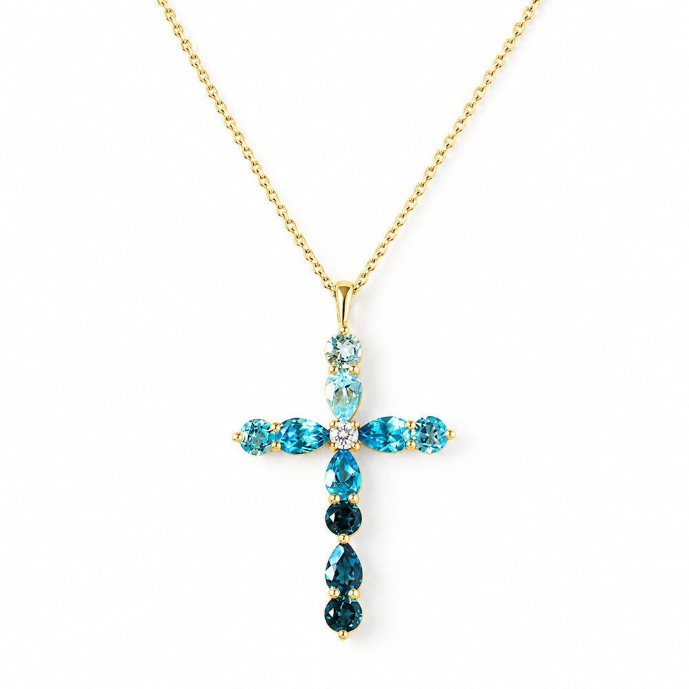 The Topaz and Diamond Cross Necklace