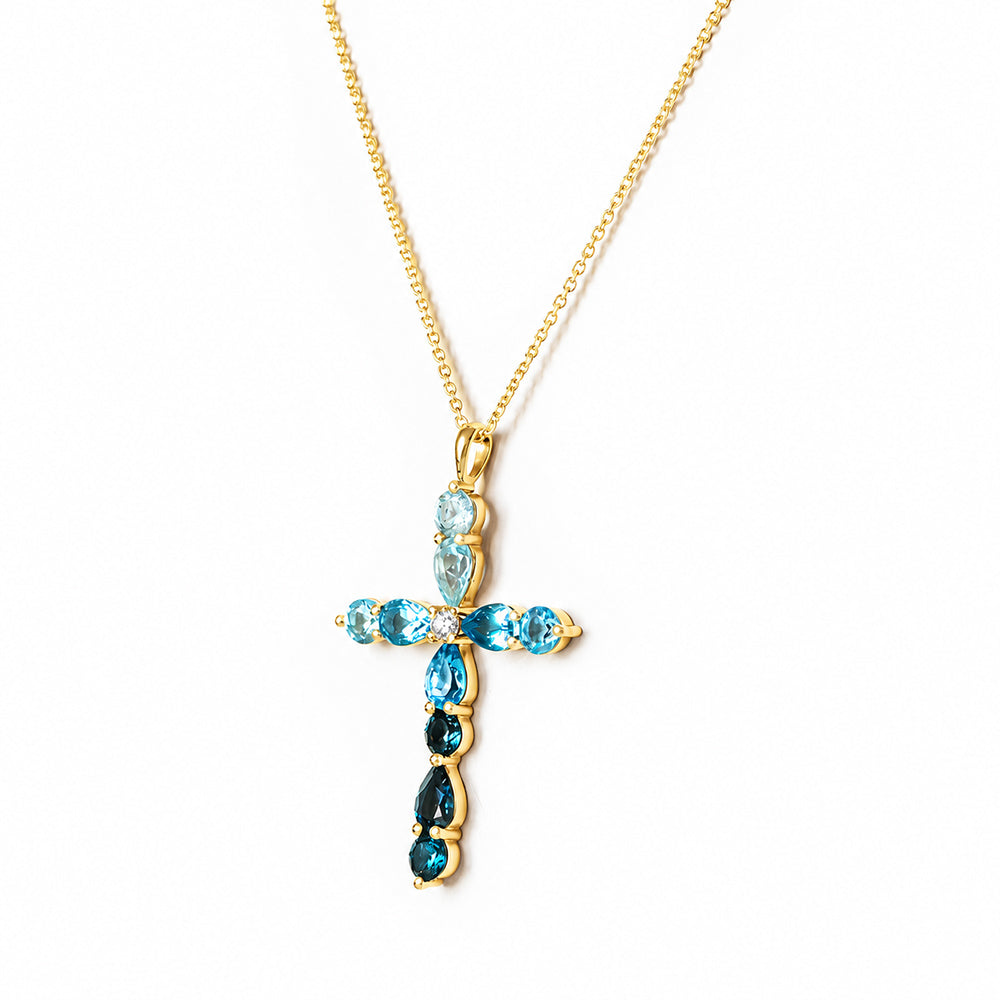 The Topaz and Diamond Cross Necklace