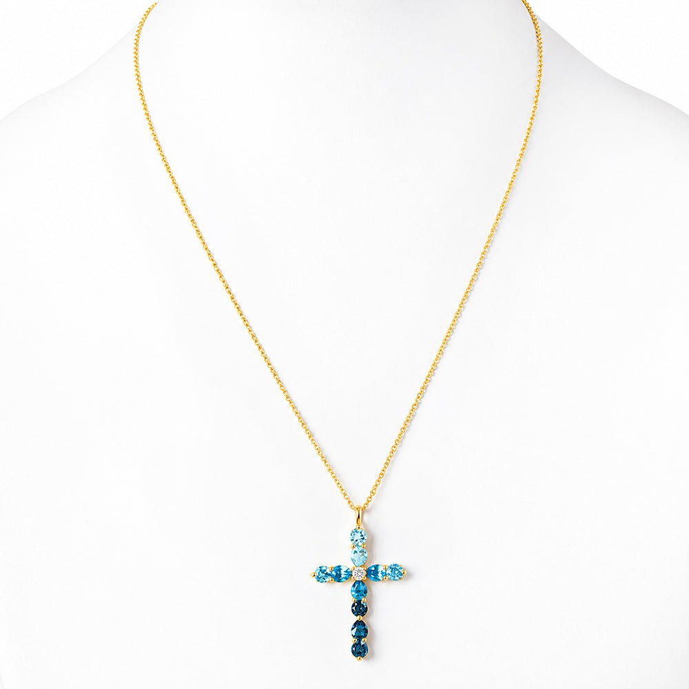 The Topaz and Diamond Cross Necklace