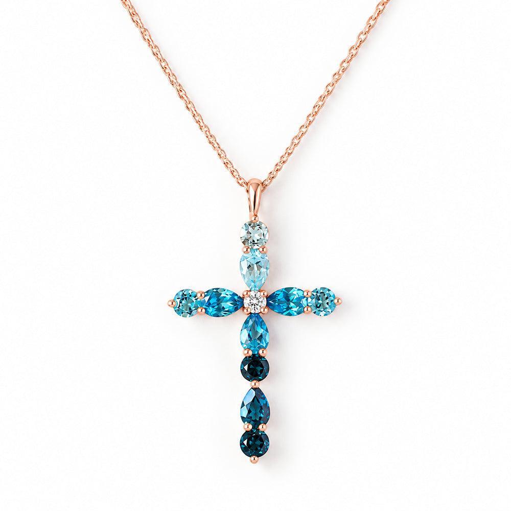 The Topaz and Diamond Cross Necklace