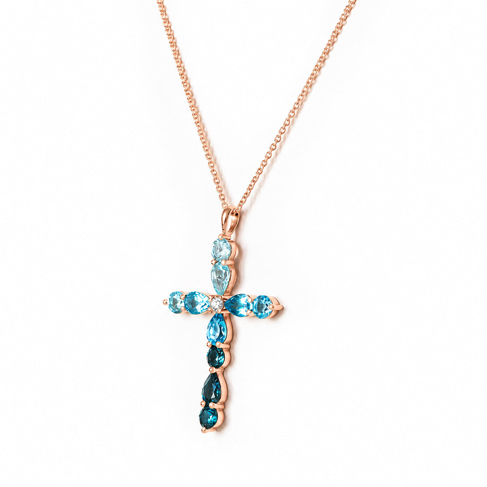 The Topaz and Diamond Cross Necklace