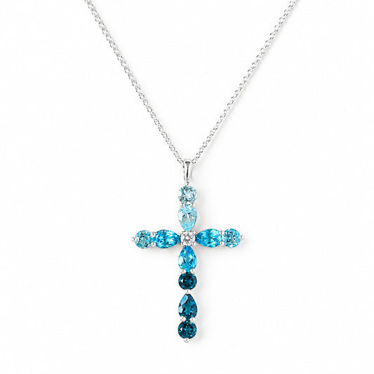 The Topaz and Diamond Cross Necklace