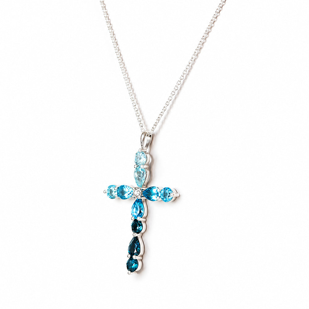 The Topaz and Diamond Cross Necklace
