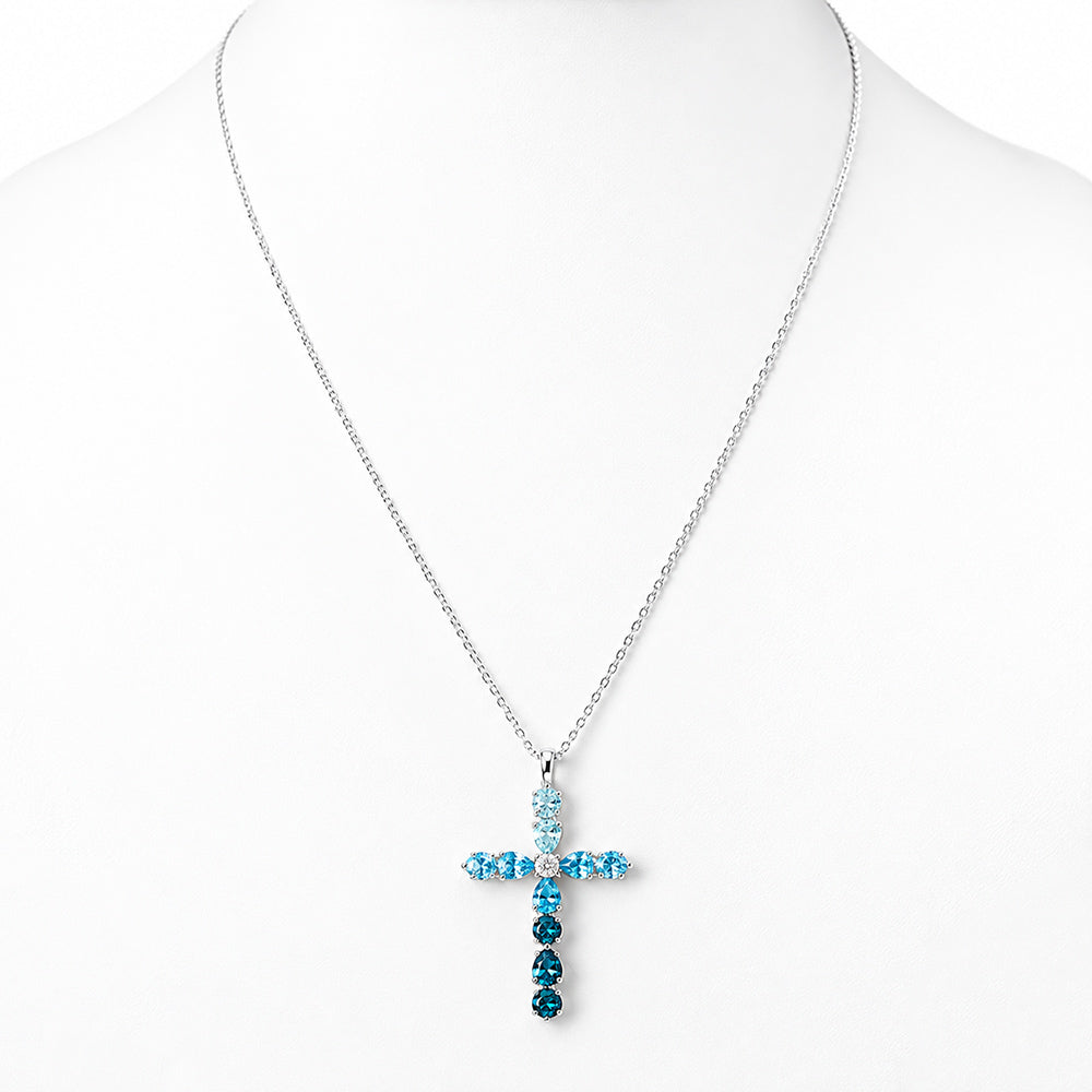 The Topaz and Diamond Cross Necklace