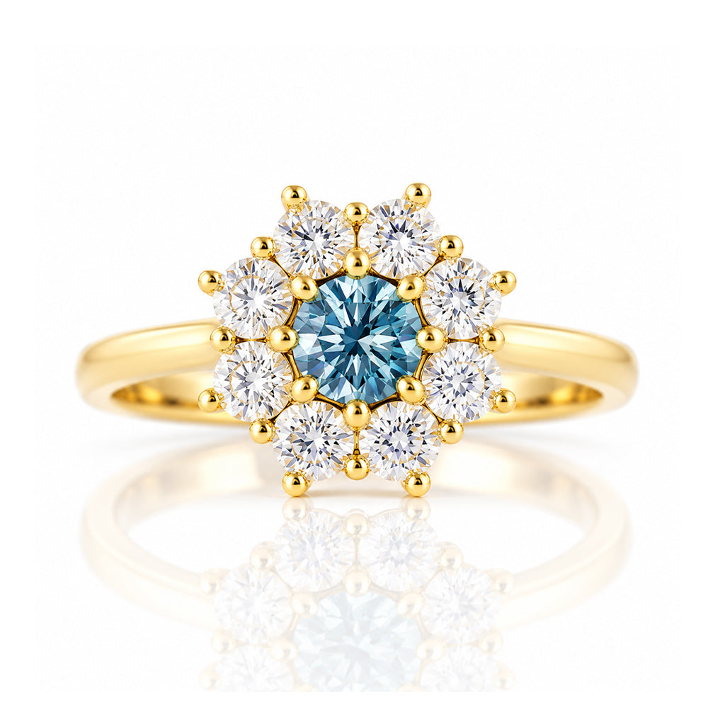 Fleur, a Lab Diamond and Topaz Flower Ring - Victoria's Jewellery