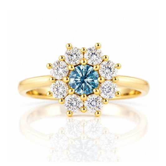 Fleur, a Lab Diamond and Topaz Flower Ring - Victoria's Jewellery