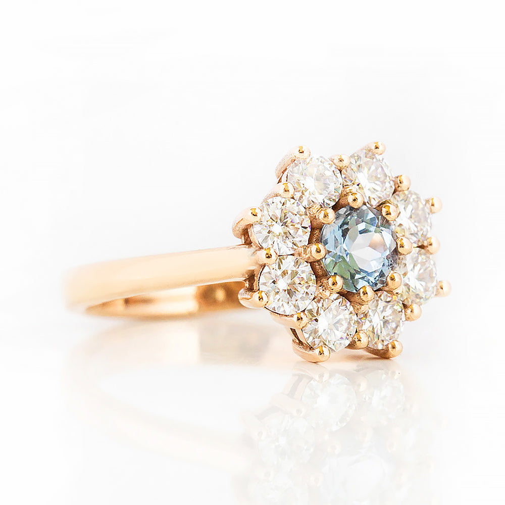Fleur, a Lab Diamond and Topaz Flower Ring