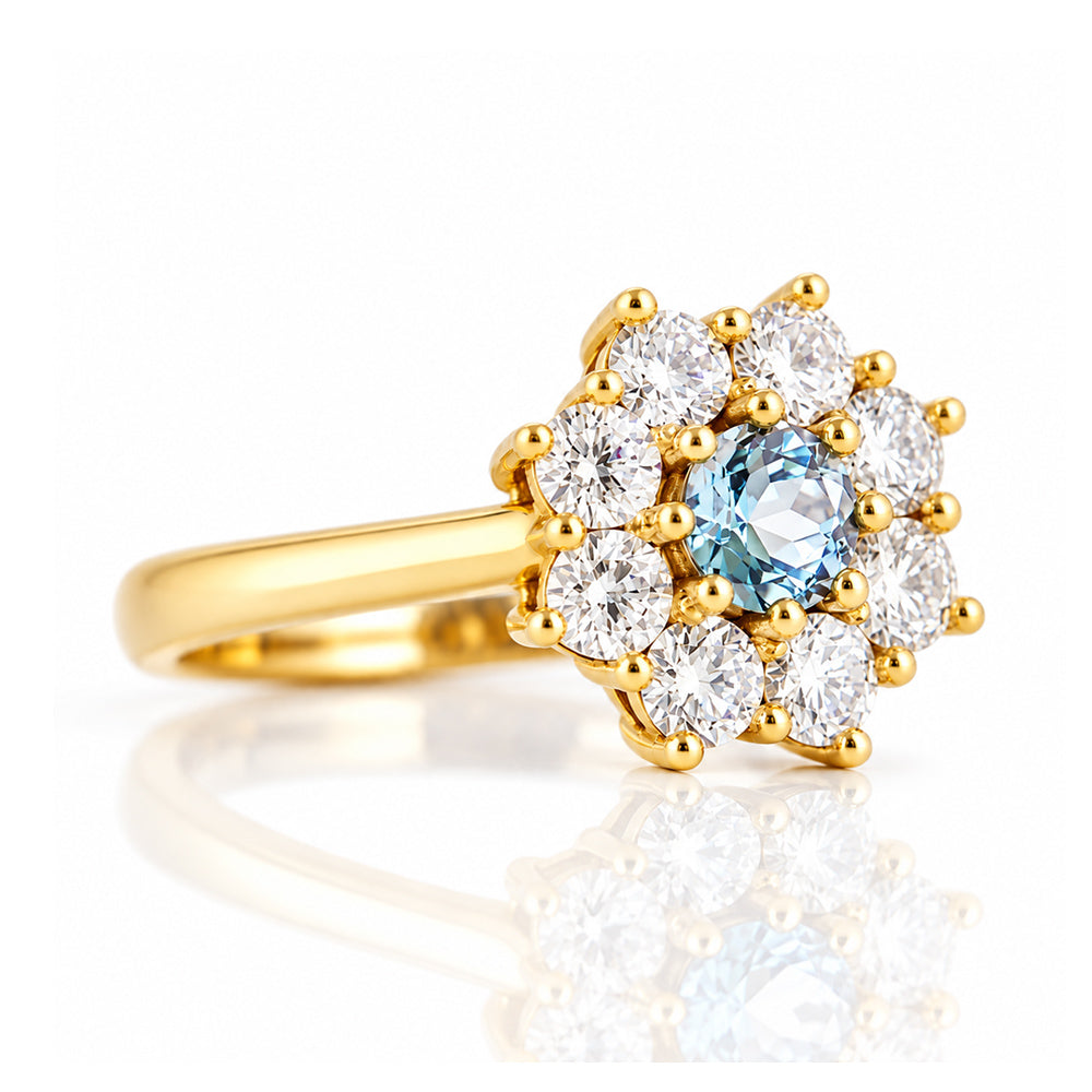 Fleur, a Lab Diamond and Topaz Flower Ring - Victoria's Jewellery