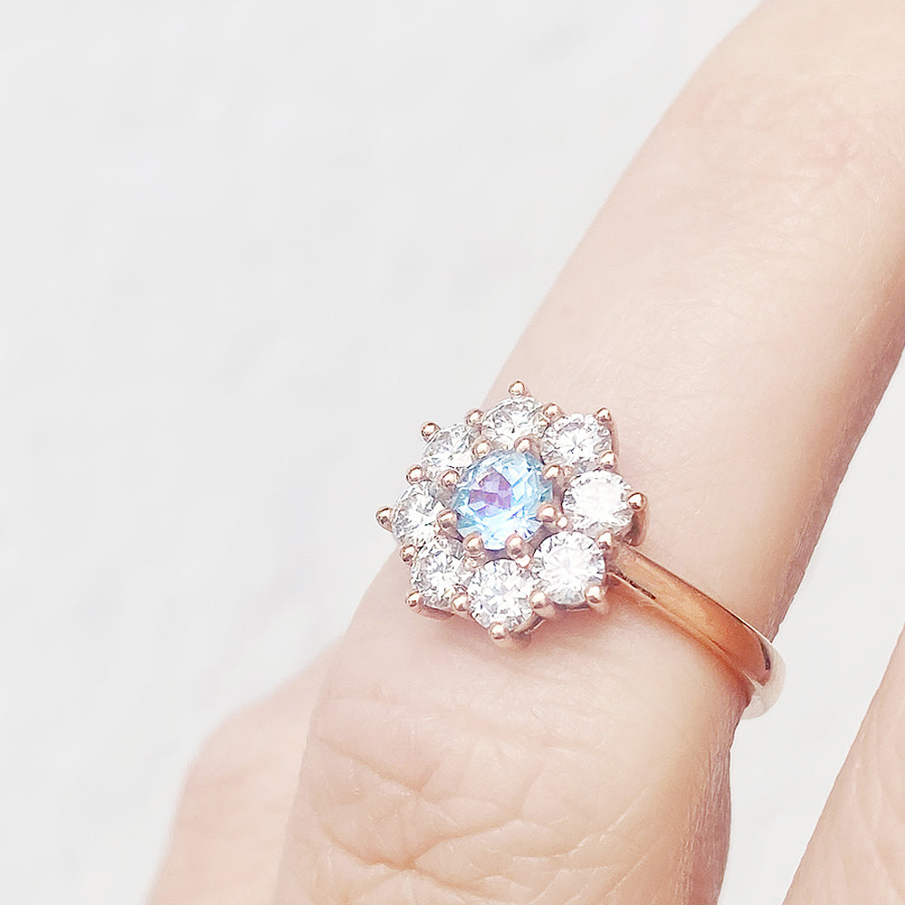 Fleur, a Lab Diamond and Topaz Flower Ring