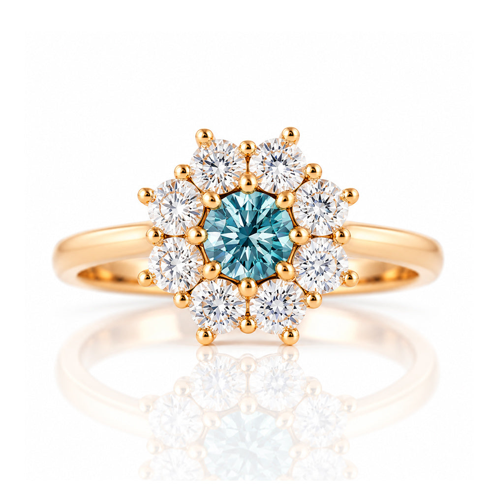 Fleur, a Lab Diamond and Topaz Flower Ring - Victoria's Jewellery