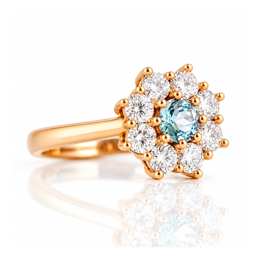 Fleur, a Lab Diamond and Topaz Flower Ring - Victoria's Jewellery