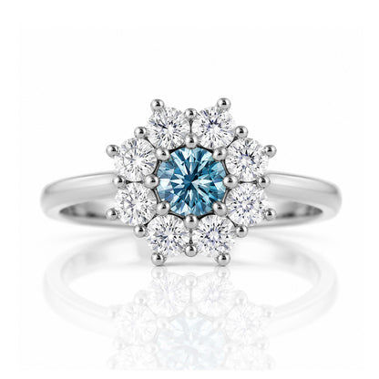 Fleur, a Lab Diamond and Topaz Flower Ring - Victoria's Jewellery