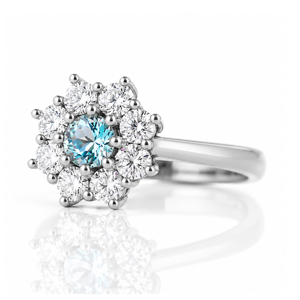 Fleur, a Lab Diamond and Topaz Flower Ring - Victoria's Jewellery