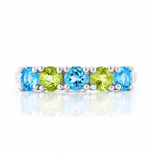 Annie, a Topaz and Peridot Half Eternity Ring