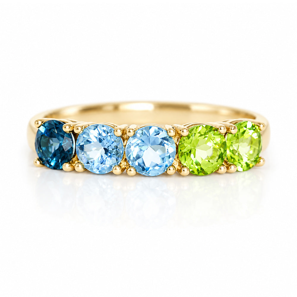 Annie, a Topaz and Peridot Half Eternity Ring - Victoria's Jewellery