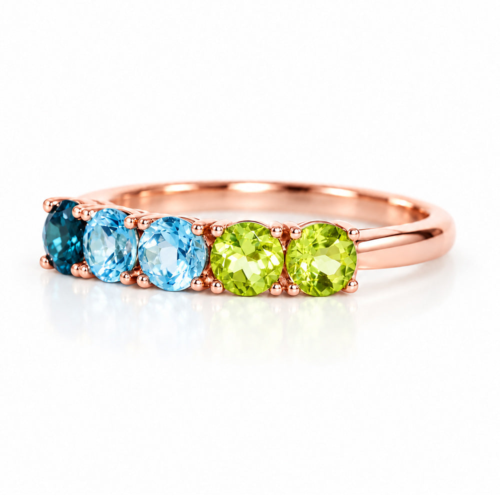 Annie, a Topaz and Peridot Half Eternity Ring - Victoria's Jewellery