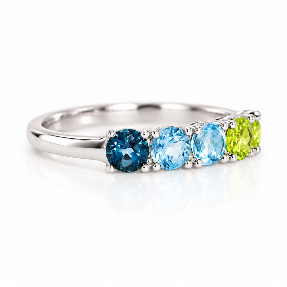Annie, a Topaz and Peridot Half Eternity Ring - Victoria's Jewellery