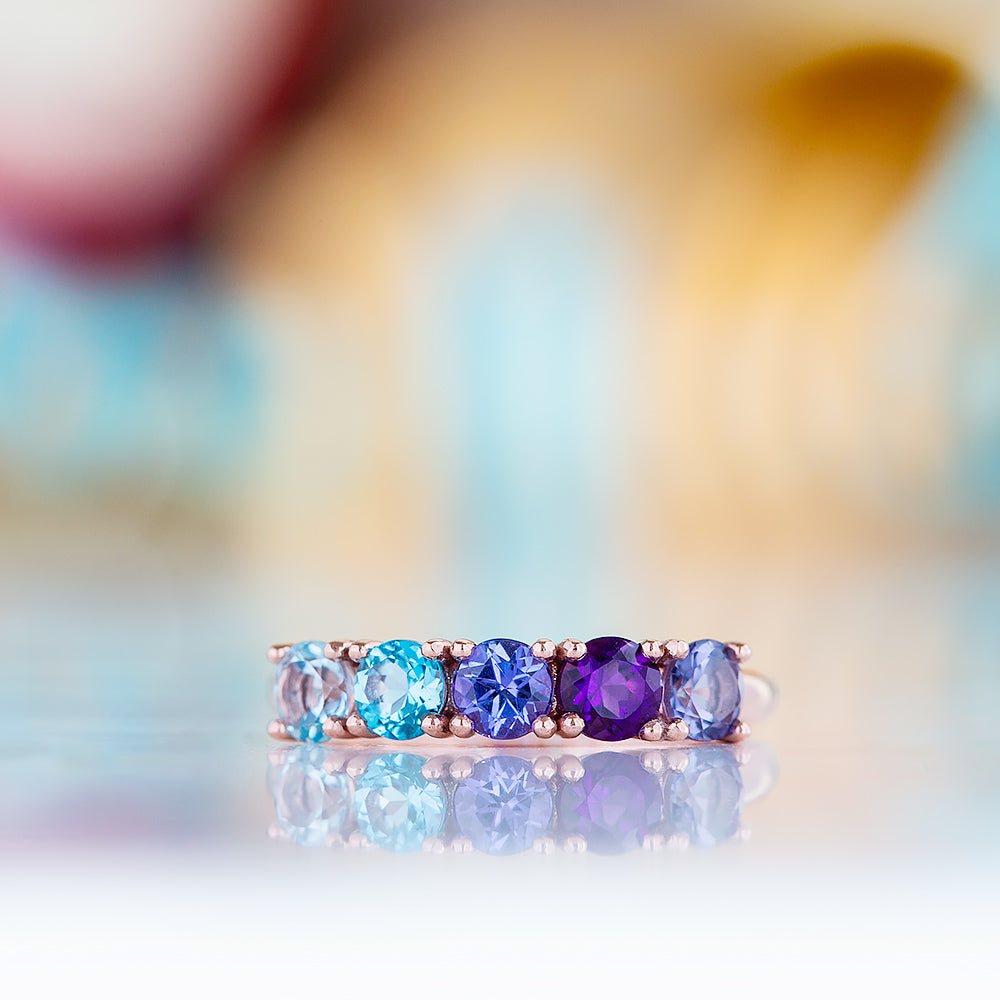 Annie, a Blue Half Eternity Ring - Victoria's Jewellery