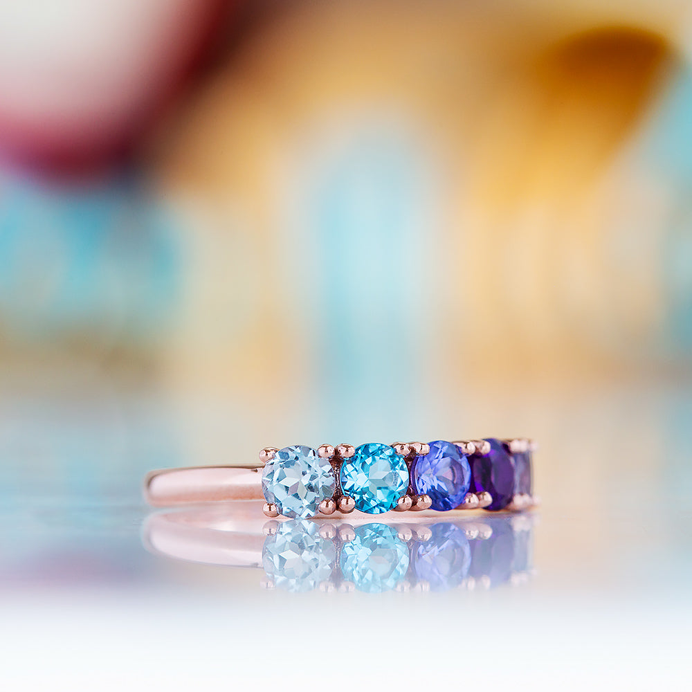 Annie, a Blue Half Eternity Ring - Victoria's Jewellery