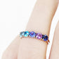 Round cut Iolite, Amethyst Tanzanite and Topaz half eternity Anniversary ring in White Gold - Victoria's Jewellery