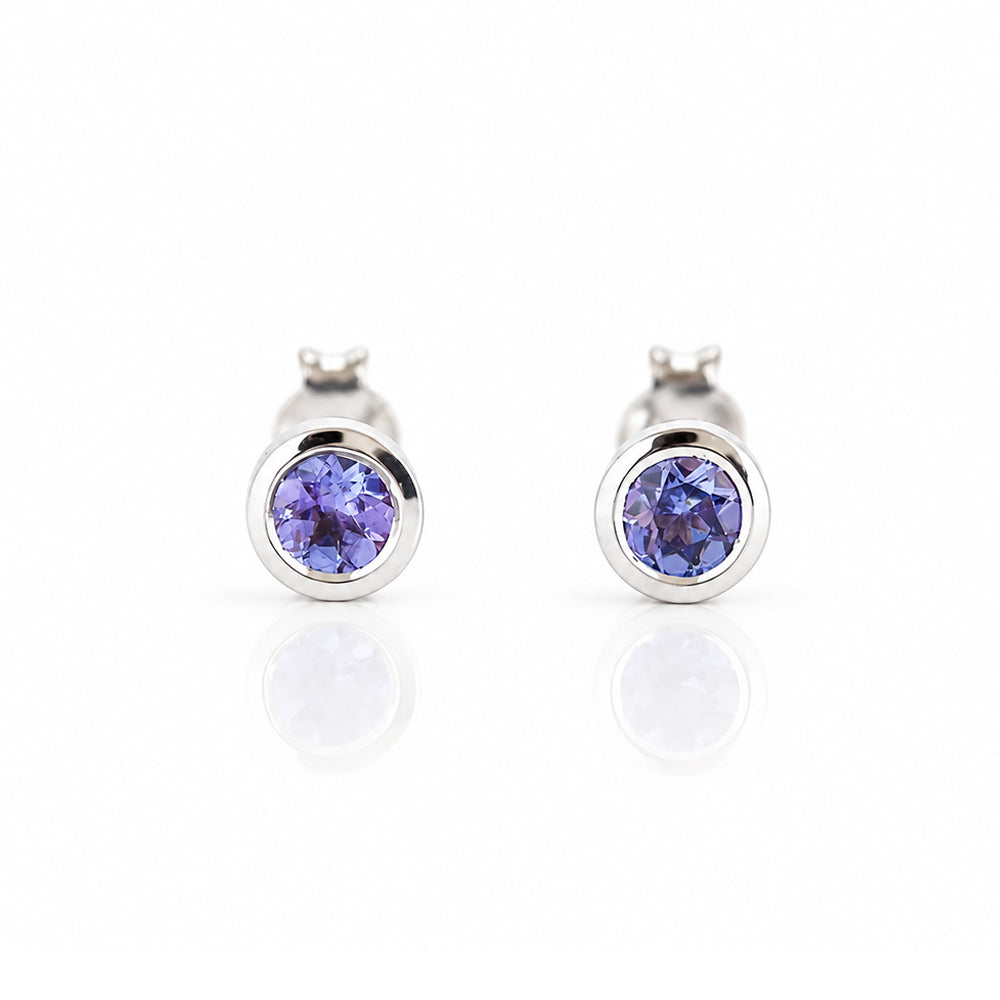 The Tube, Tanzanite Stud Earring - Victoria's Jewellery