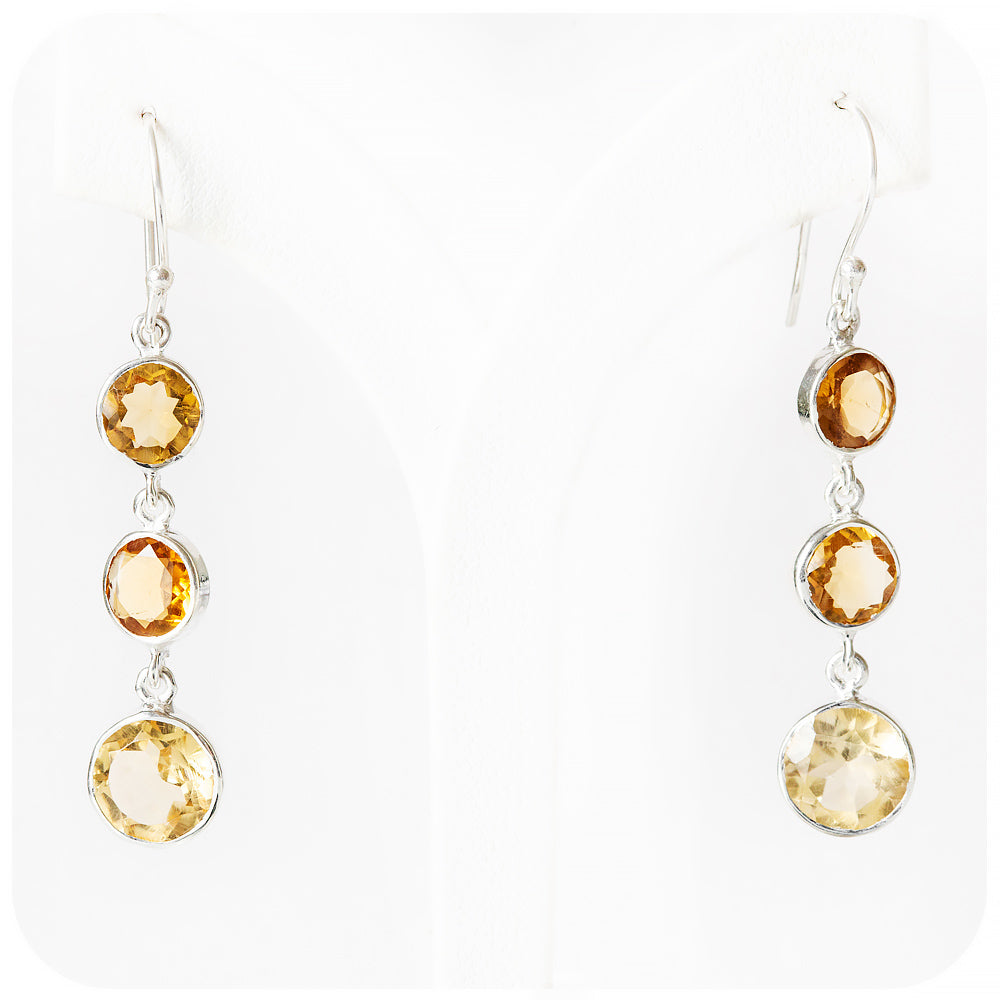 Round cut Citrine Drop Earrings