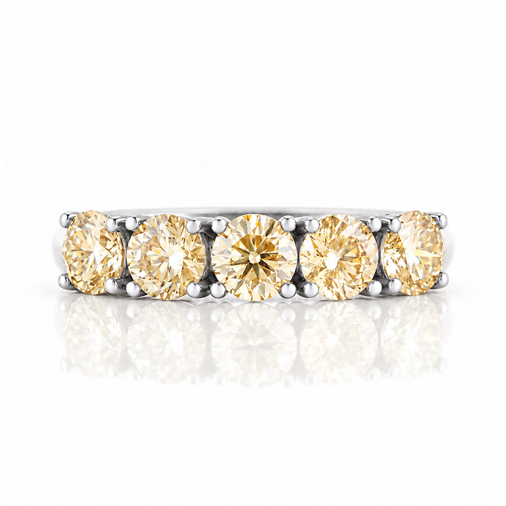 Annie, Yellow Moissanite Half Eternity Ring - Victoria's Jewellery
