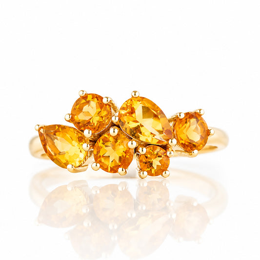 The Ena, a Cluster Ring with Citrine - Victoria's Jewellery