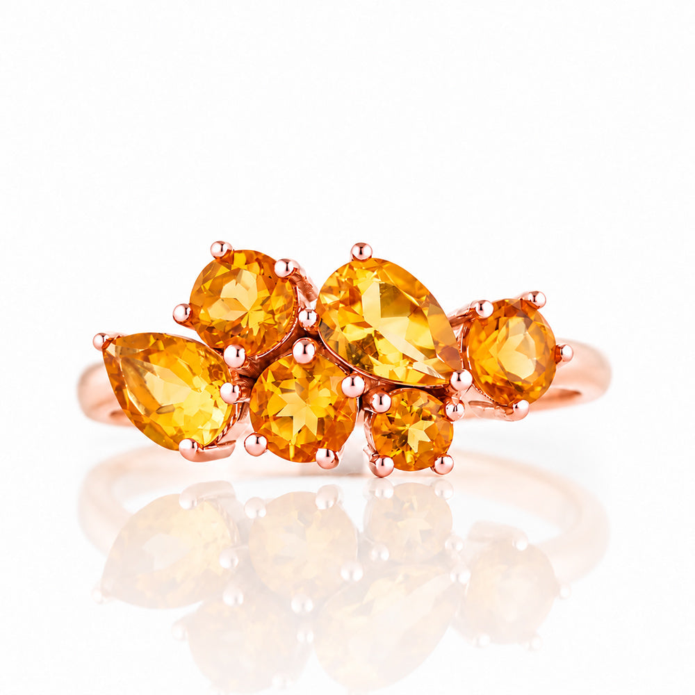 The Ena, a Cluster Ring with Citrine - Victoria's Jewellery