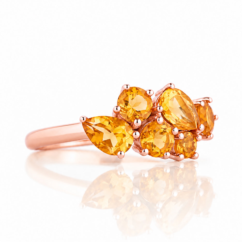 The Ena, a Cluster Ring with Citrine - Victoria's Jewellery
