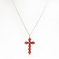 The Garnet Cross Pendant in Sterling Silver - Victoria's Jewellery