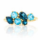Ena, London and Swiss Blue Topaz Cluster Ring