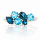 Ena, London and Swiss Blue Topaz Cluster Ring