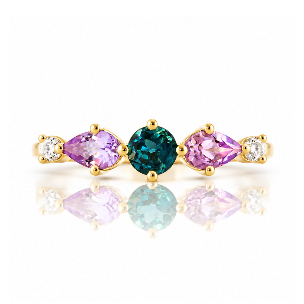 Rina, Topaz, Amethyst and Lab Diamond Ring - Victoria's Jewellery