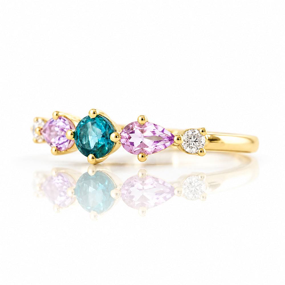 Rina, Topaz, Amethyst and Lab Diamond Ring - Victoria's Jewellery