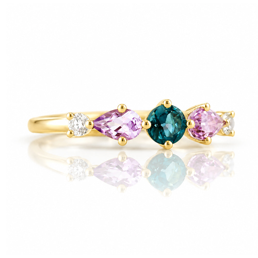 Rina, Topaz, Amethyst and Lab Diamond Ring - Victoria's Jewellery