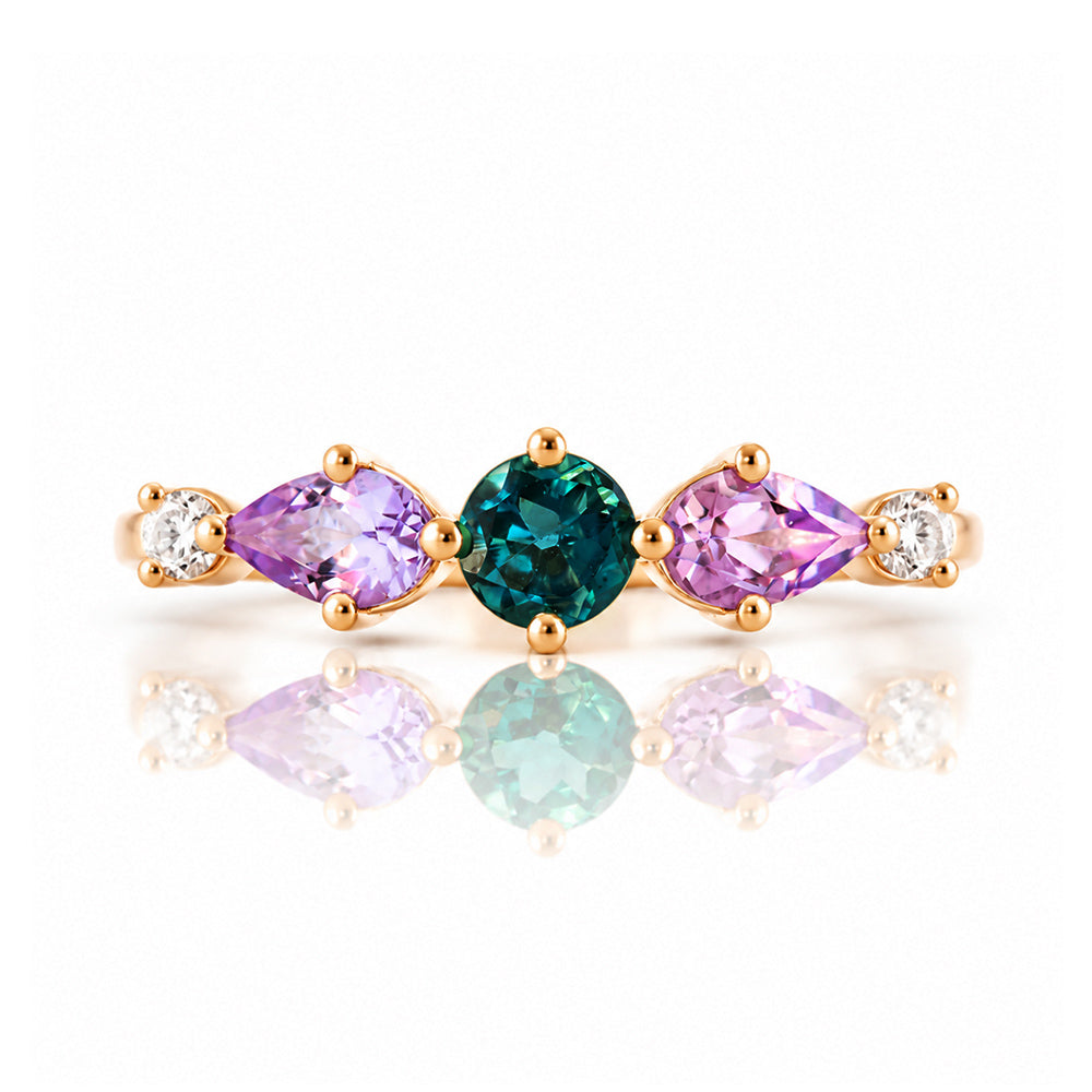 Rina, Topaz, Amethyst and Lab Diamond Ring - Victoria's Jewellery