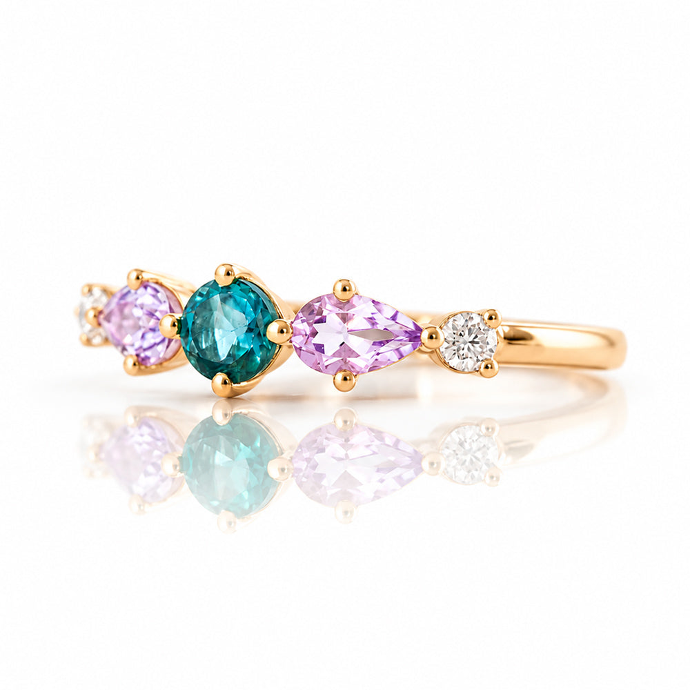 Rina, Topaz, Amethyst and Lab Diamond Ring - Victoria's Jewellery