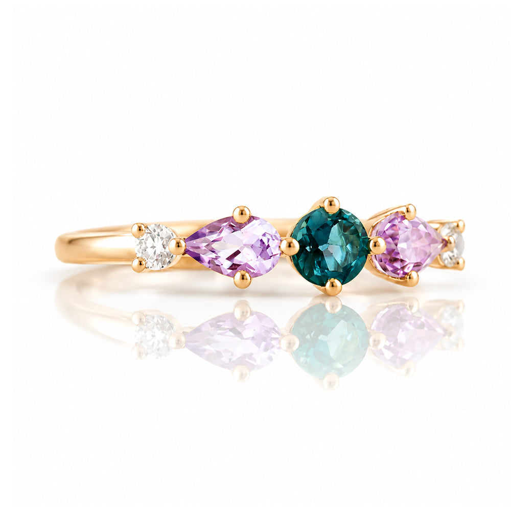 Rina, Topaz, Amethyst and Lab Diamond Ring - Victoria's Jewellery
