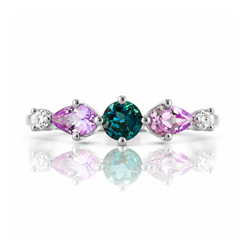 Rina, Topaz, Amethyst and Lab Diamond Ring - Victoria's Jewellery