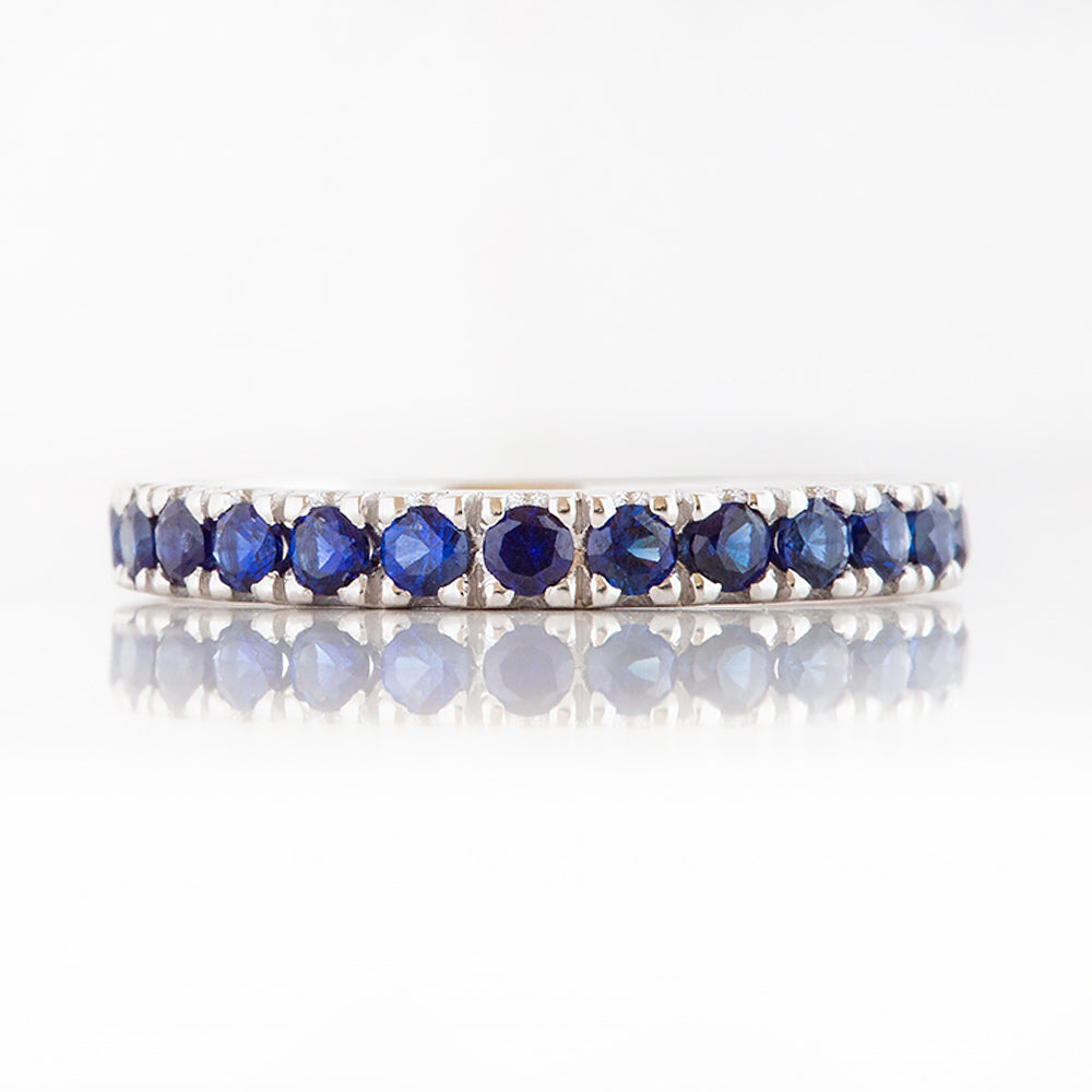 Emma, Lab Grown Blue Sapphire Half Eternity Ring - 2mm