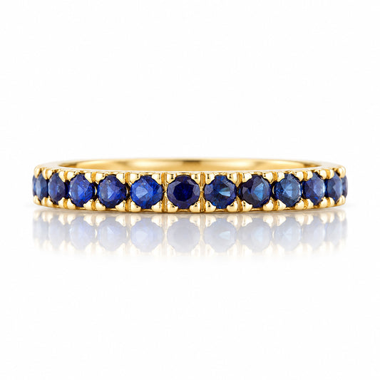 Emma, Lab Grown Blue Sapphire Half Eternity Ring - 2mm