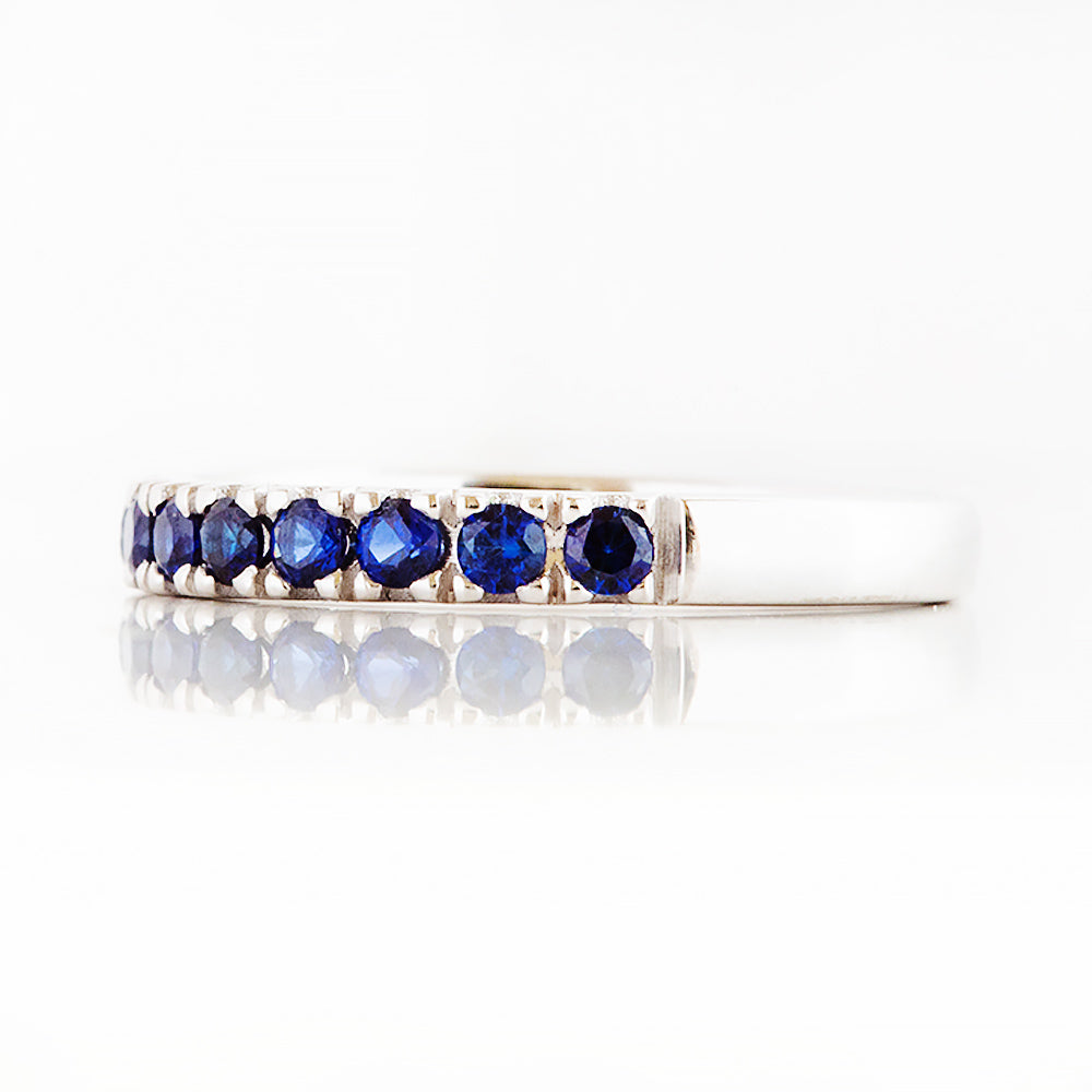Emma, Lab Grown Blue Sapphire Half Eternity Ring - 2mm