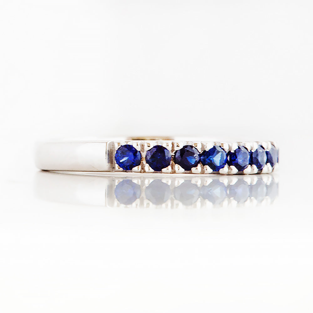 Emma, Lab Grown Blue Sapphire Half Eternity Ring - 2mm